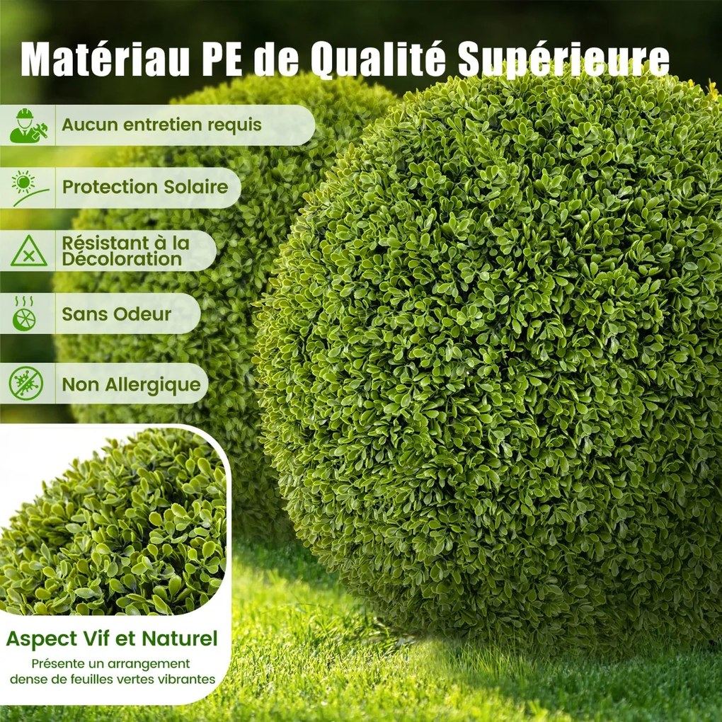 2 peças de bolas topiárias artificiais de 52 cm com 20 braçadeiras de zíper - M