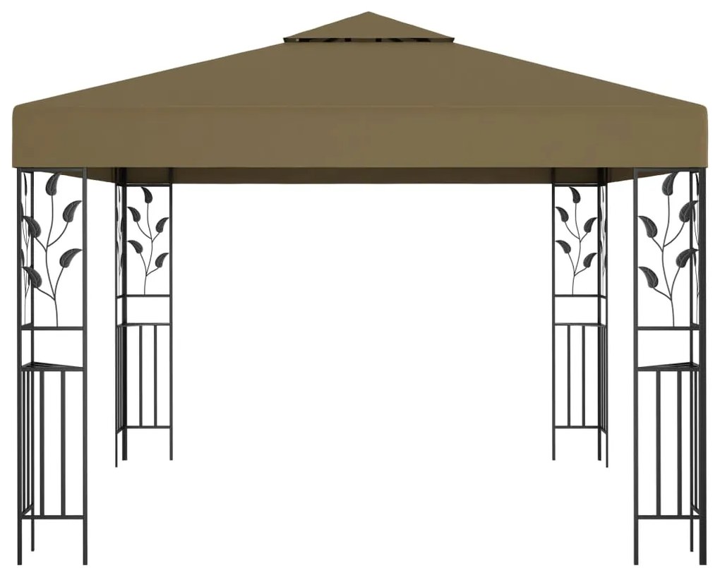 Gazebo com cordões de luzes LED 3x3 m cinza-acastanhado