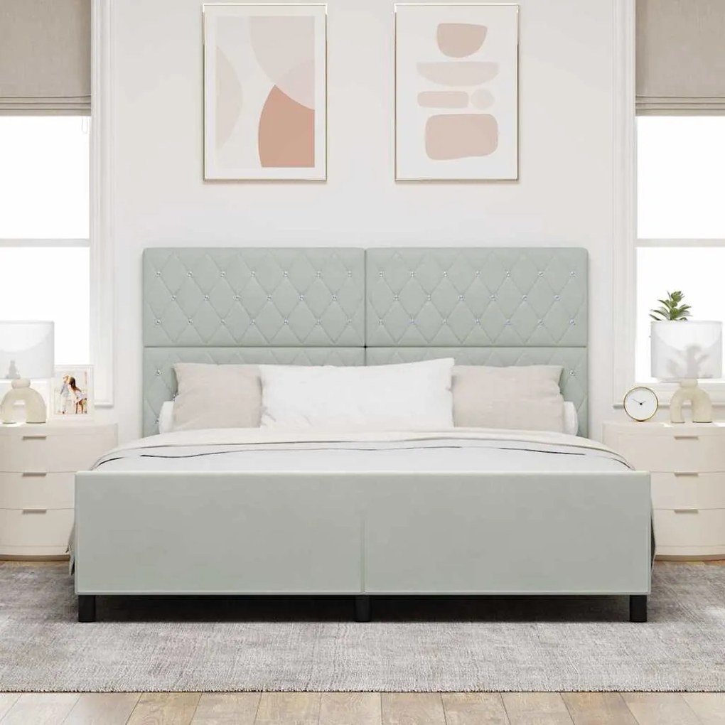 Cama vidaXL Cinza Claro 180x200 cm Veludo