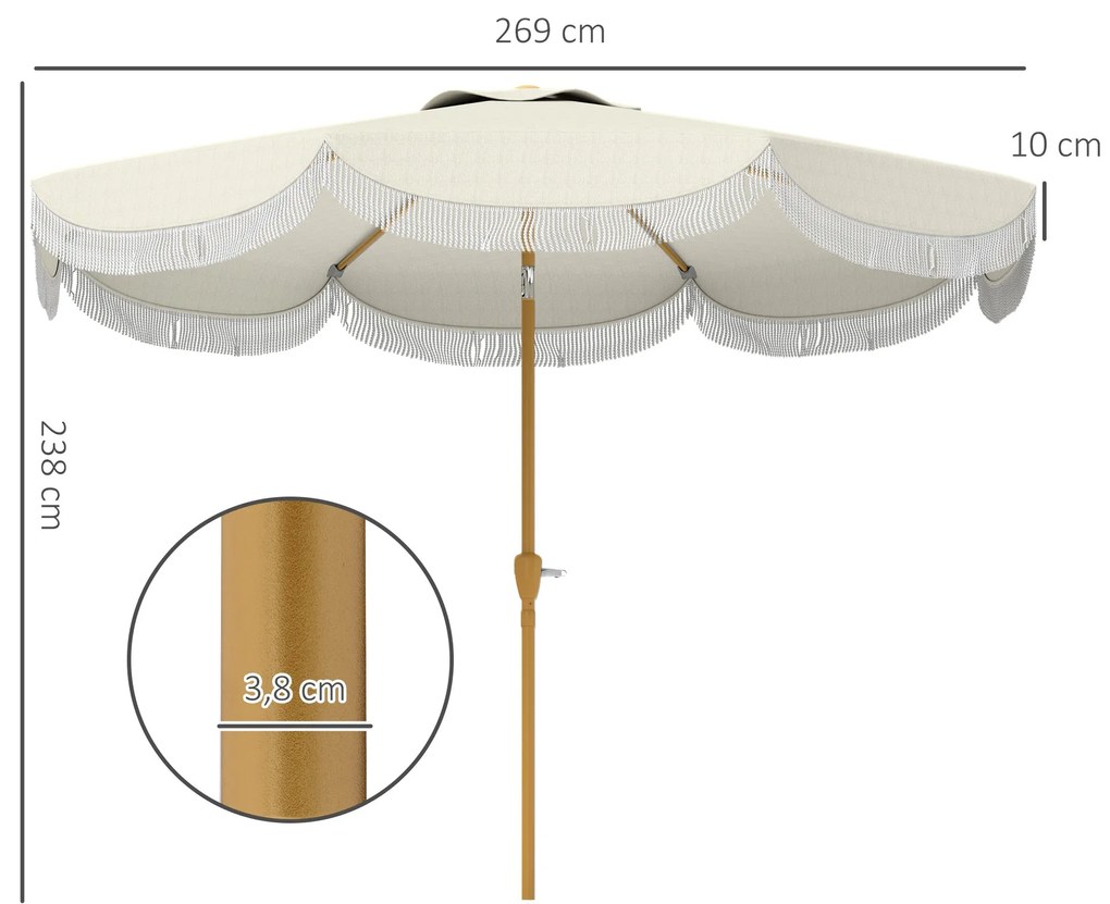 Chapéu de Sol de Jardim Ø269 cm Chapéu de Sol de Exterior com Ângulo A