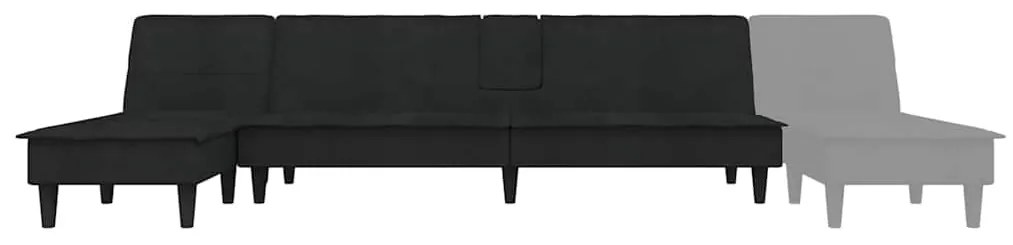 Sofá-cama em forma de L 255x140x70 cm veludo preto