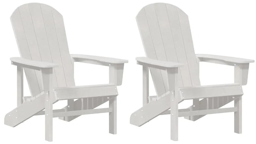Cadeiras Adirondack vidaXL 2 pcs Brancas 74x82x90 cm HDPE