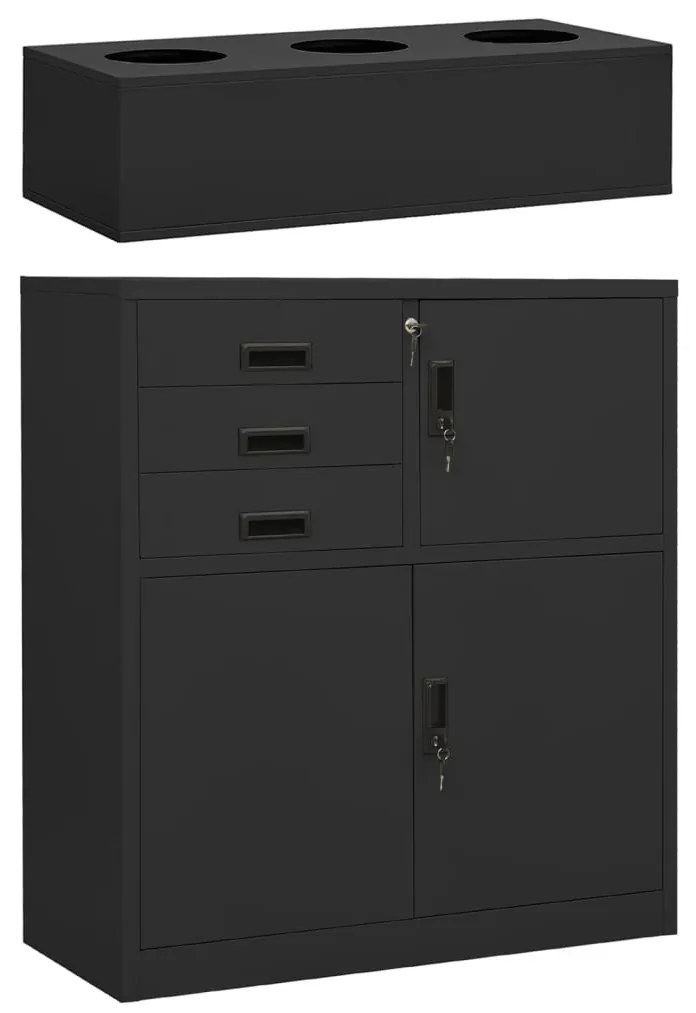 vidaXL Armário de escritório c/ floreira 90x40x125 cm aço antracite
