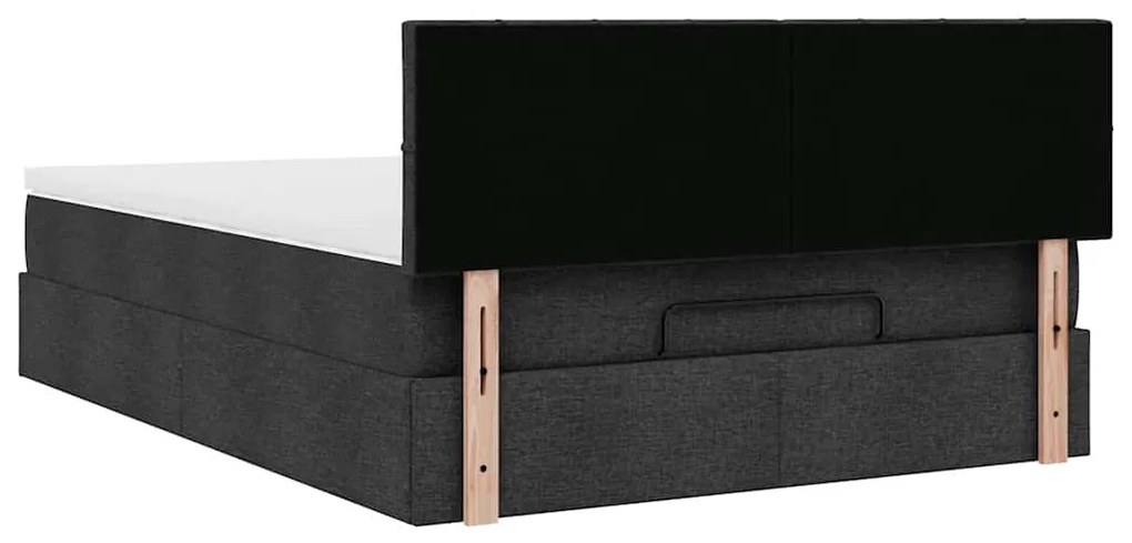 Cama otomana com colchão 140x190 cm tecido preto