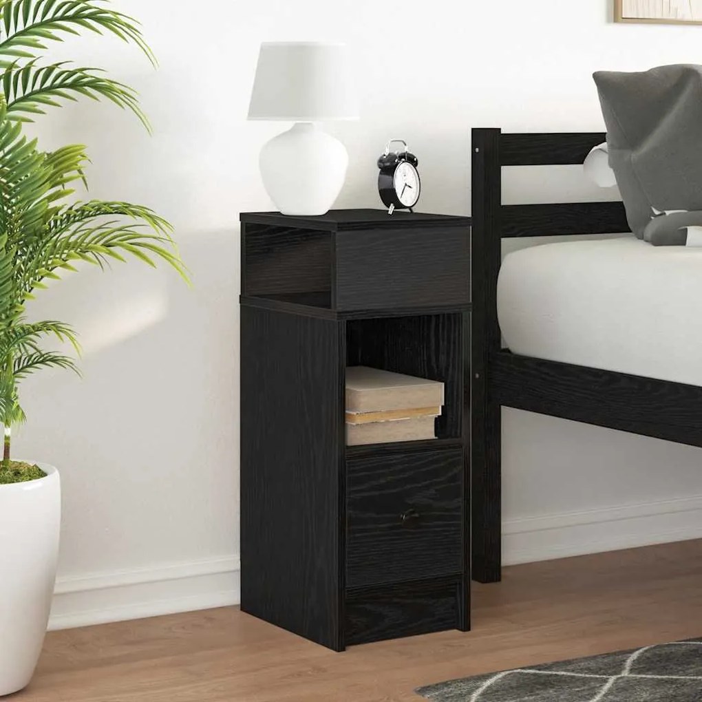 Mesa de cabeceira com gaveta 25x31x66 cm preto