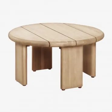 Mesa Auxiliar Para Jardim Redonda Ø70 Cm Em Madeira De Acácia Famara Marrom Acácia Claro - Sklum