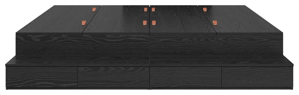 Estrutura de Cama Armazenamento Carvalho Preto 180x200 cm