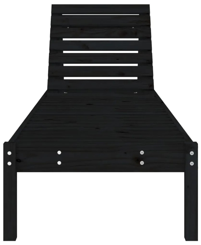 Conjunto de 2 Espreguiçadeiras - Preto - 199,5x60x74 cm - Pinho Maciço
