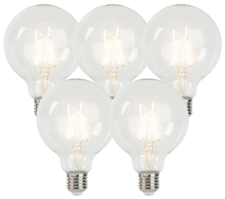 Conjunto de 5 lâmpadas LED reguláveis E27 G95 5W 470lm 2700K