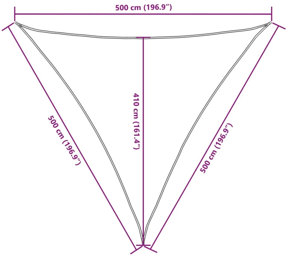 Toldo em tecido Oxford triangular 5x5x5 m antracite