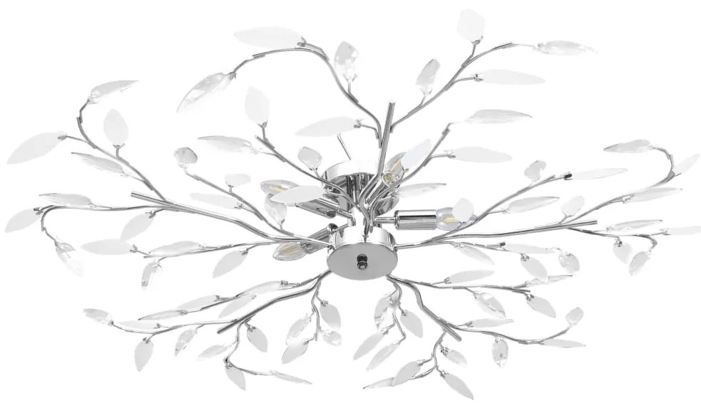 Candeeiro teto braços folhas de cristal acrílico 5 E14 branco