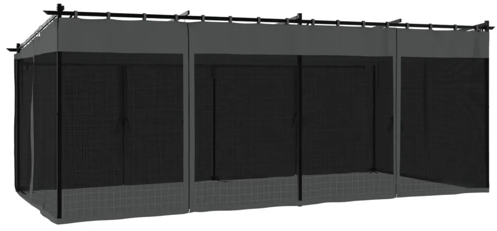 Gazebo com paredes de malha 6x3 m aço antracite