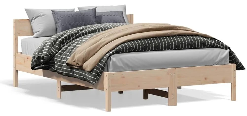vidaXL Cama sem colchão 140x200 cm madeira de pinho maciça