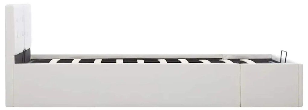 Cama hidráulica c/ arrumação 120x200cm couro artificial branco
