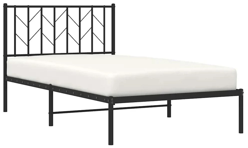 Estrutura de cama com cabeceira 100x200 cm metal preto