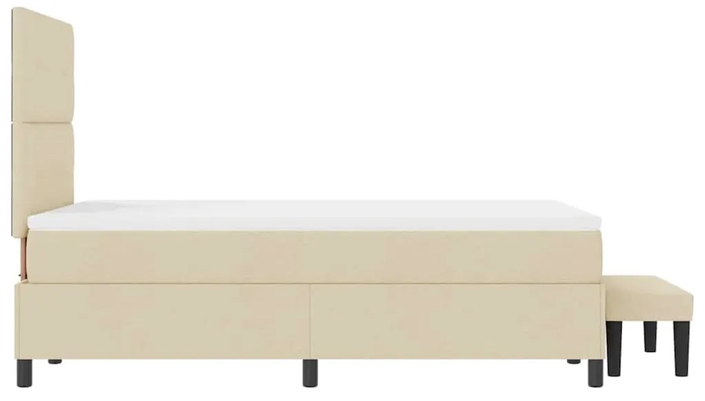 Cama Box com Colchão &amp; Banco Creme 120x200 cm Tecido