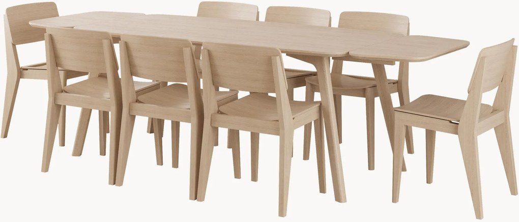 Conjunto de mobiliário de jantar em bambu Elvo, conjunto de 9
