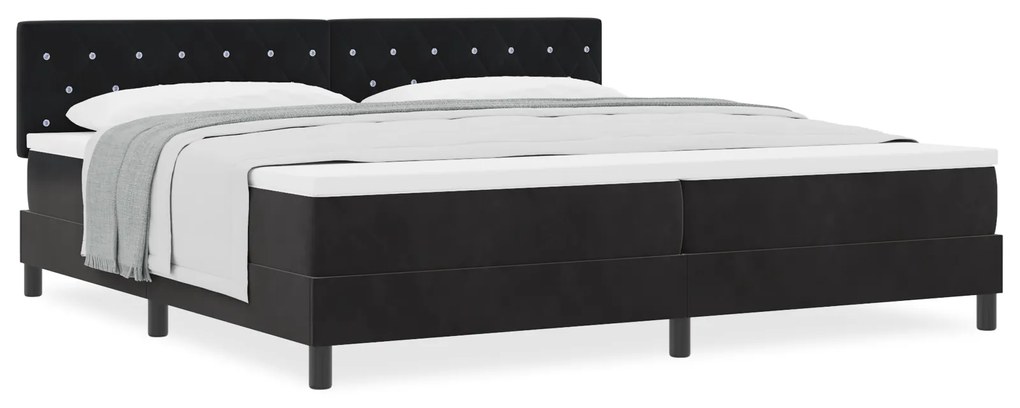 Cama Box Spring vidaXL com Colchão Preto 200x200 cm Veludo