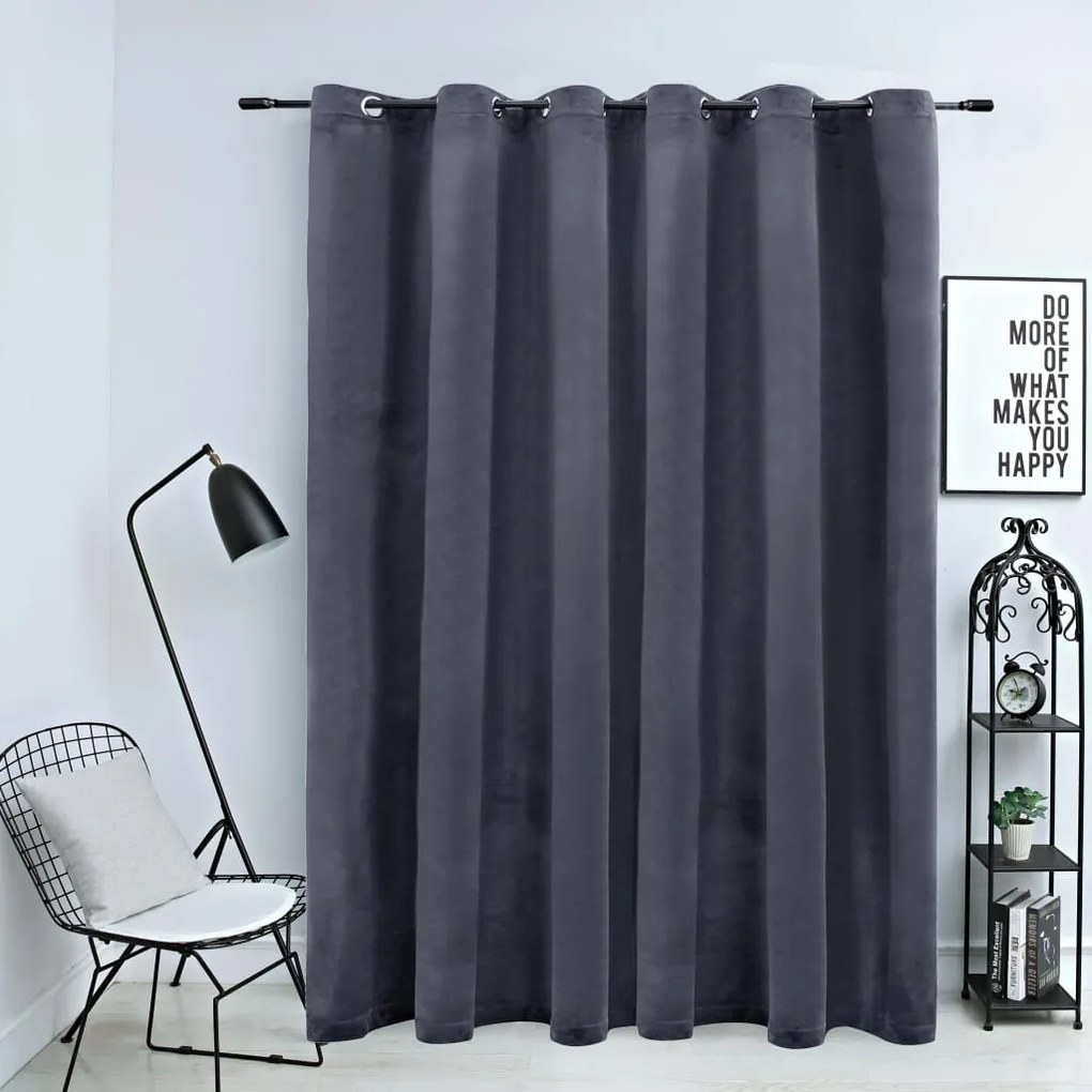 134499 vidaXL Cortina blackout c/ argolas em metal 290x245cm veludo antracite