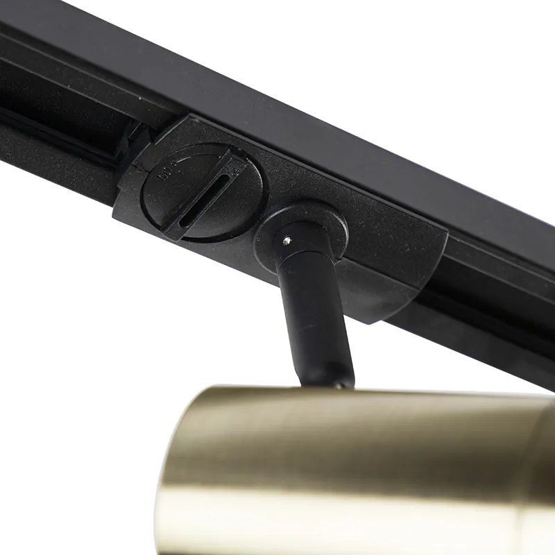 Sistema de calhas de iluminação inteligente preto com dourado monofásico com 5 luzes incluindo Wifi GU10 - Iconic Jeana