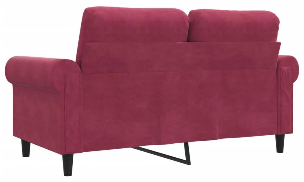 Sofá de 2 lugares veludo 120 cm vermelho tinto