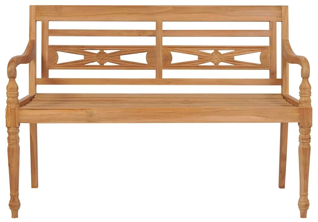 Banco Batávia c/ almofadão xadrez cinzento 120 cm teca maciça