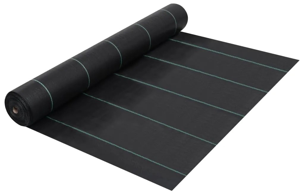 vidaXL Tela para controlo de ervas e raízes PP 2x10 m preto