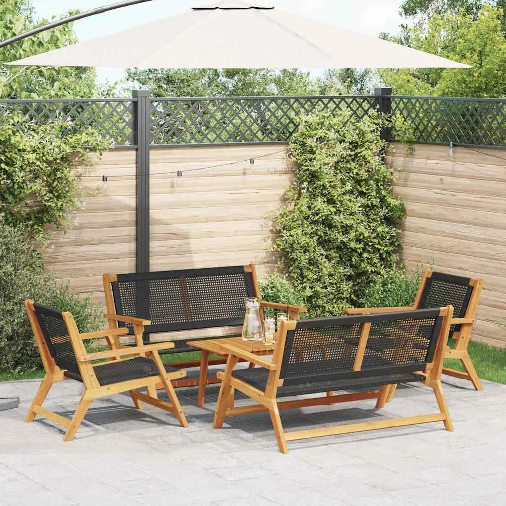 vidaXL Cadeiras de Jardim com Mesa 5 pcs Preto 90 x 45 x 40 cm