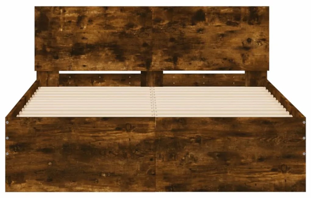 Estrutura de cama com cabeceira 135x190 cm carvalho fumado