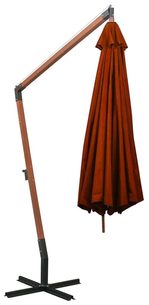 Guarda-sol de jardim suspenso com poste abeto maciço terracotta