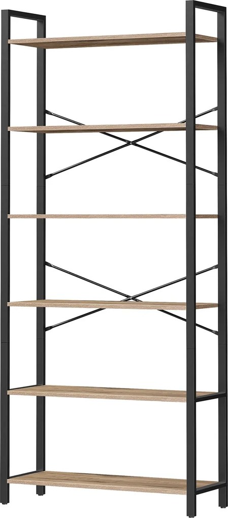 Estante de armazenamento de 6 níveis 30 x 80 x 184,3 cm castanho-camelo-Preto