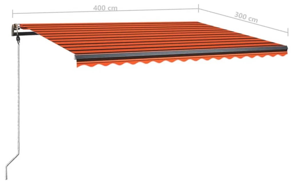 Toldo retrátil manual com LED 400x300 cm laranja e castanho