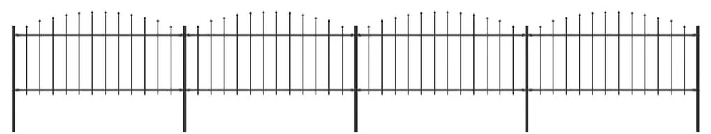 Cerca de jardim com topo em lanças (0,5-0,75)x6,8 m aço preto