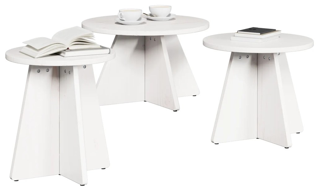 Conjunto de Mesas de Café 3 pcs Branco 49 x 49 x 30 cm