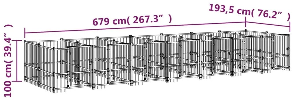 Canil de exterior 13,14 m² aço