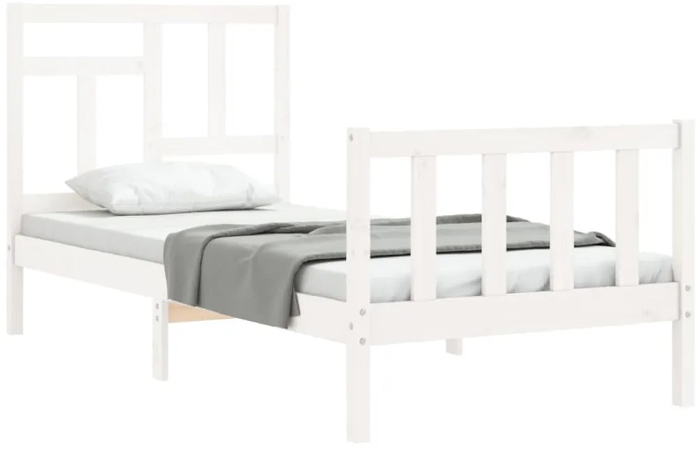 Cama sem colchão 90x200 cm madeira de pinho maciça branco