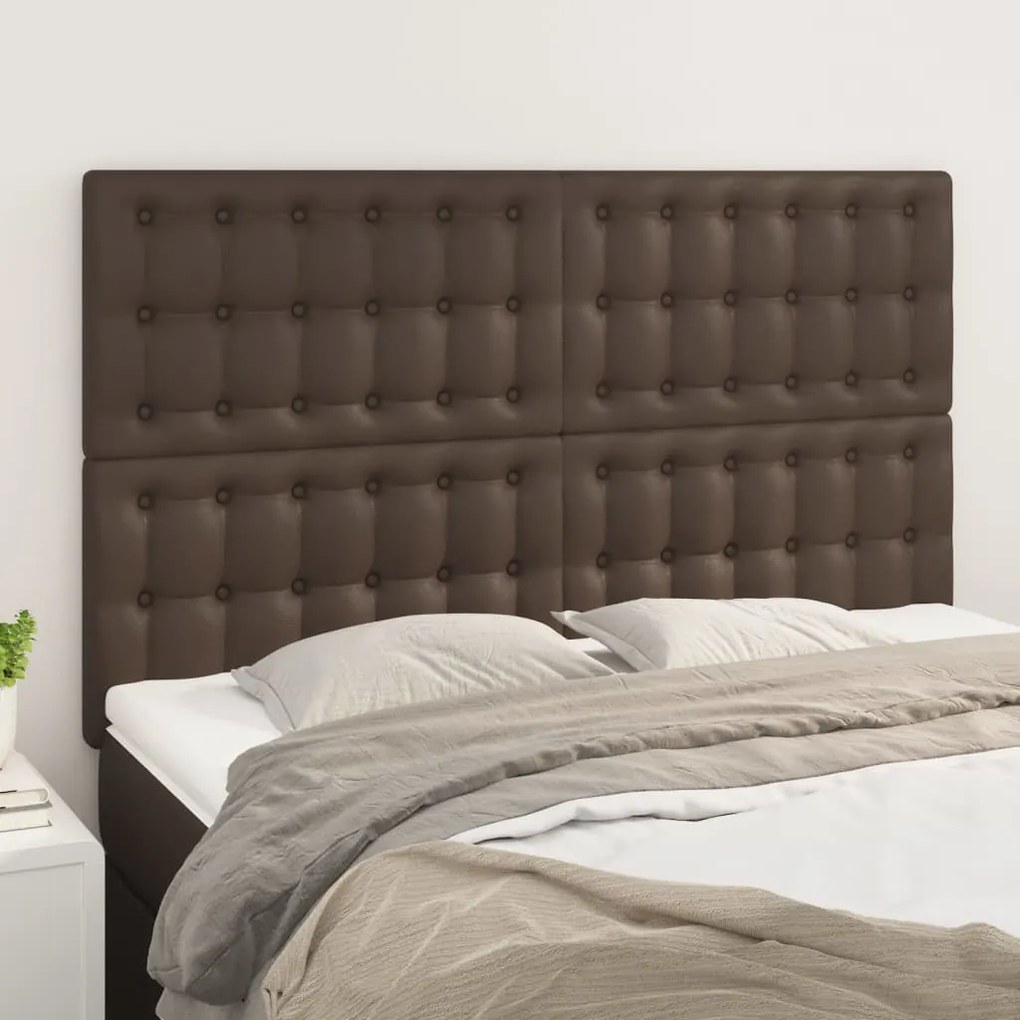 vidaXL Cabeceira de cama 4 pcs couro artificial 72x5x78/88 cm castanho