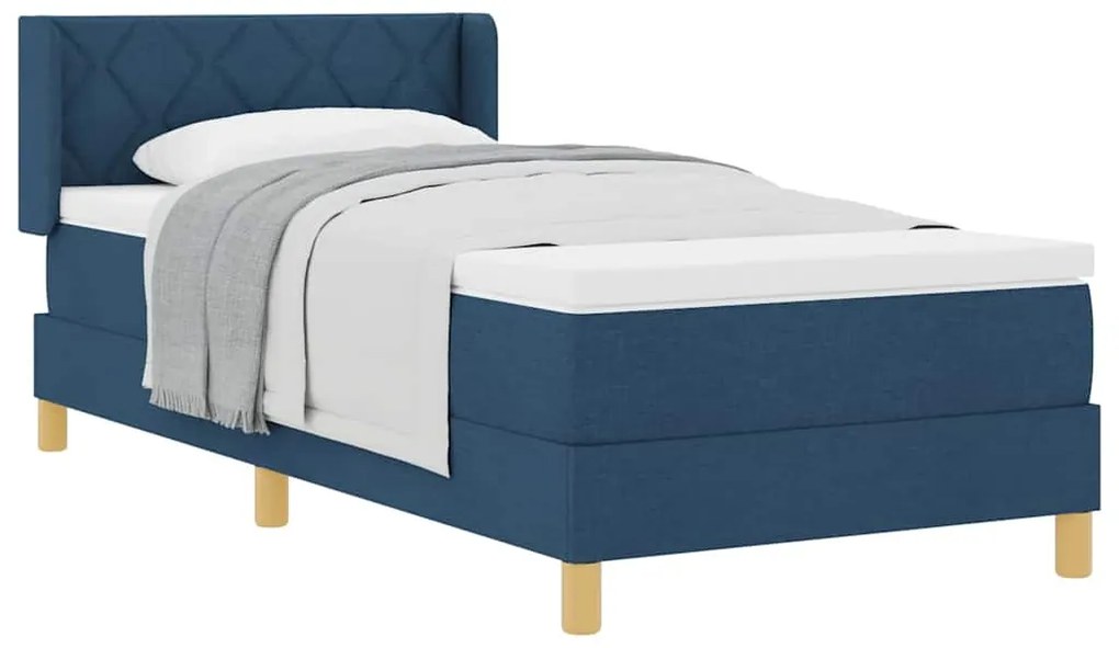 Cama Box com Colchão Azul, 100 x 200 cm, Tecido