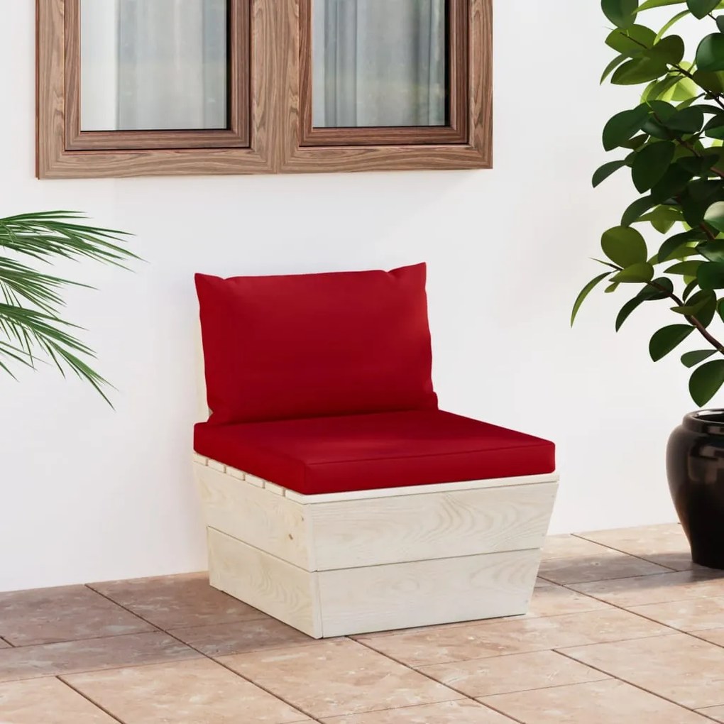 vidaXL Sofá de centro paletes p/ jardim com almofadões abeto impreg.