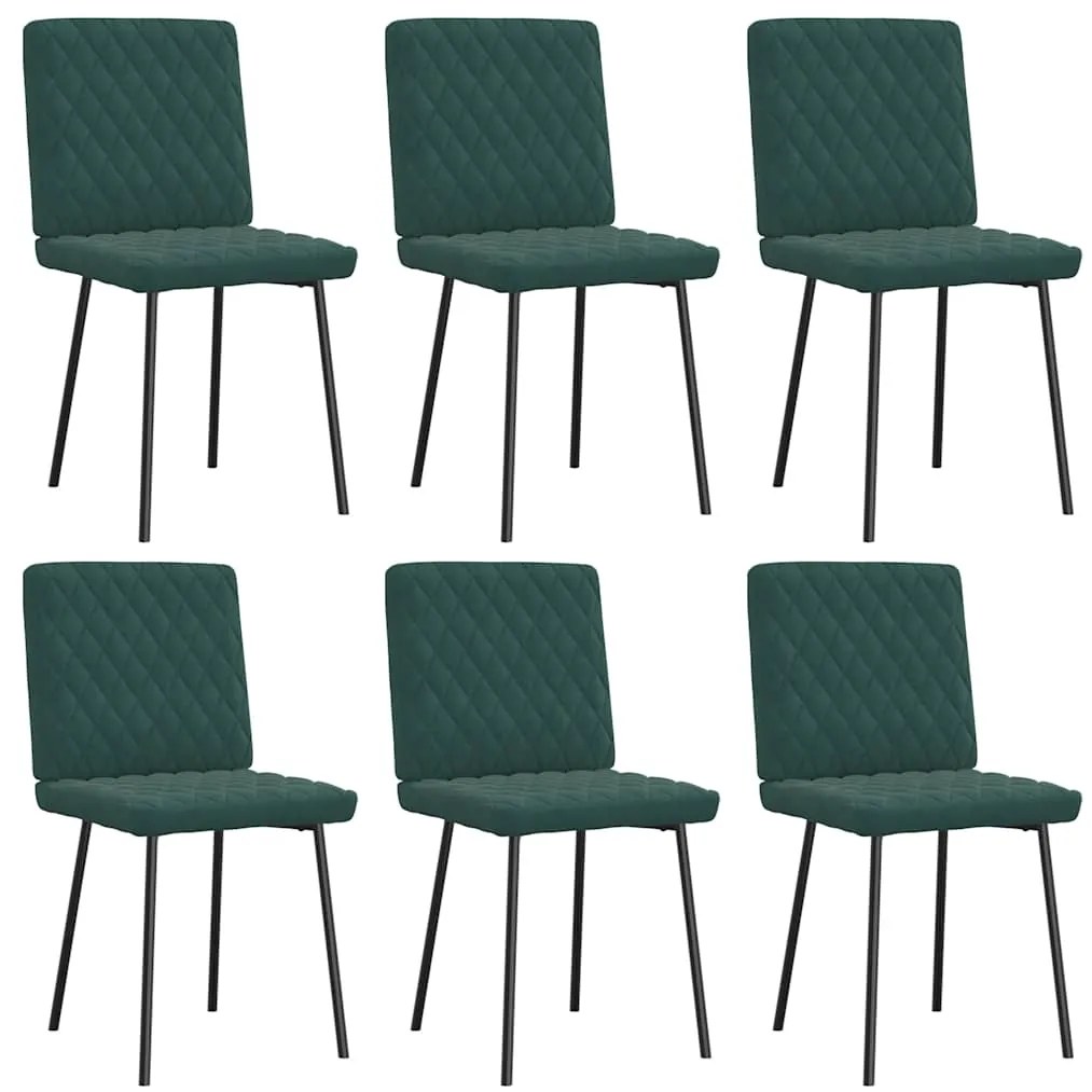 Cadeiras de jantar 6 pcs veludo verde-escuro