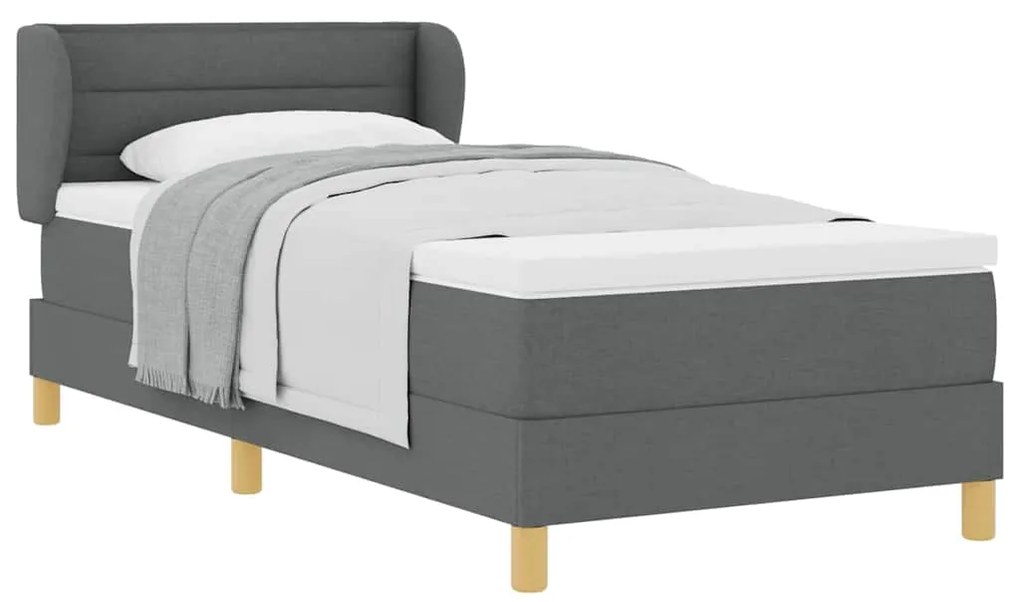 Cama box com colchão vidaXL cinza escuro 100x200 cm em tecido