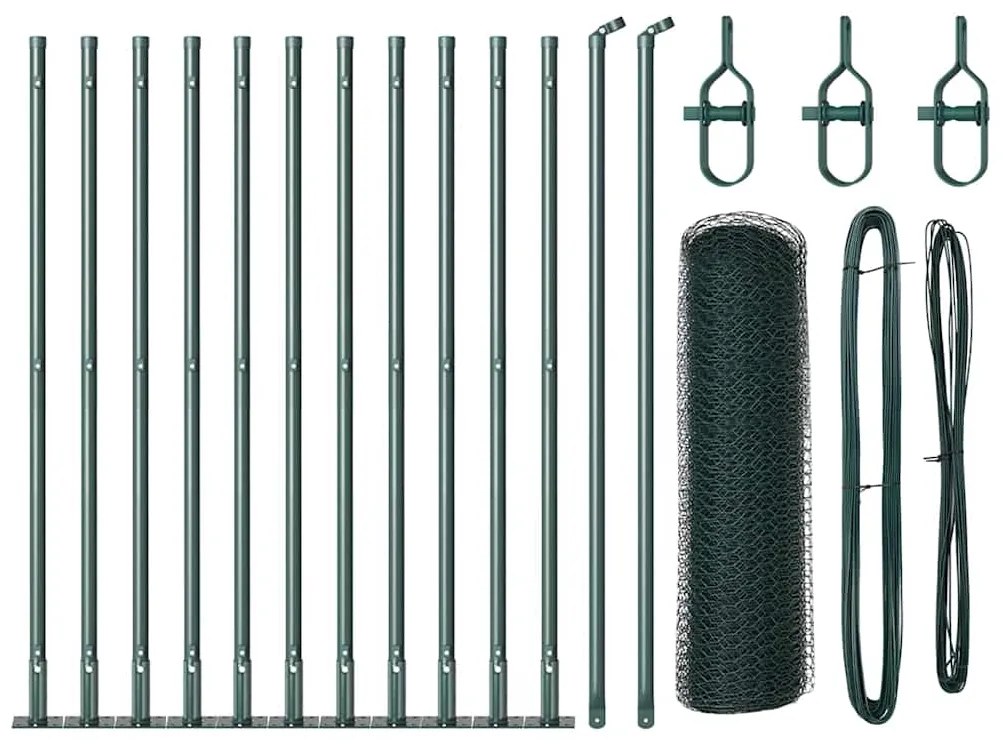 Cerca Hexagonal vidaXL Verde 0.6x25 m Aço