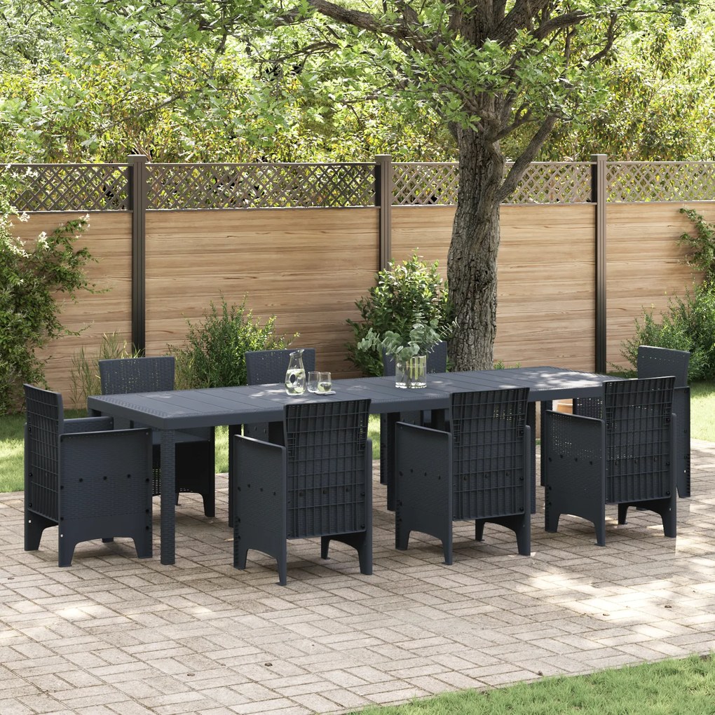 Mesa de Jardim vidaXL Antracite 300x100x73 cm Poly Rattan