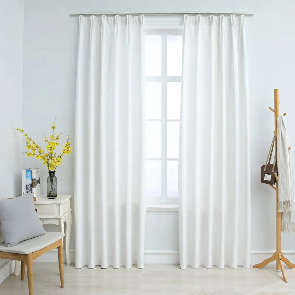 134487 vidaXL Cortinas blackout com ganchos 2 pcs 140x245 cm branco sujo