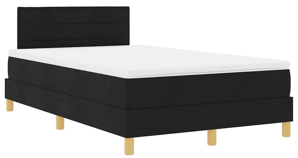 Cama Box Spring com Colchão &amp; LED Preta 120x200 cm Tecido