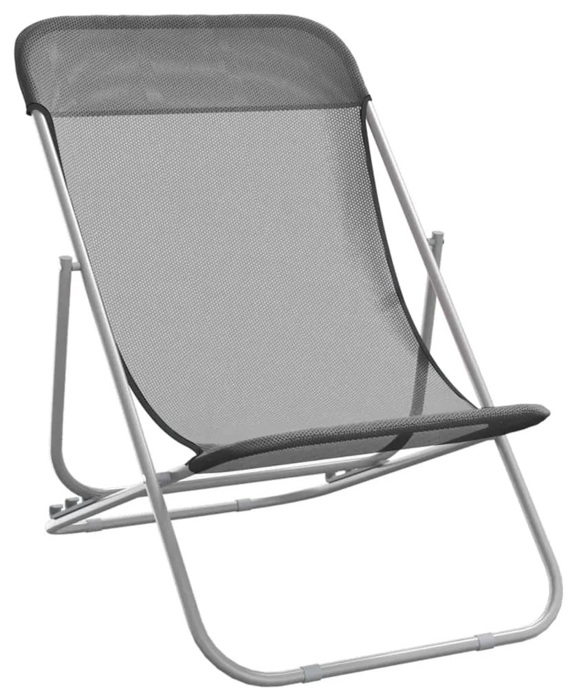 Cadeiras praia dobráveis 2pcs textilene/aço revestido pó cinza
