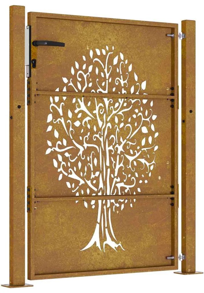 Portão de jardim 105x130 cm aço corten design árvore