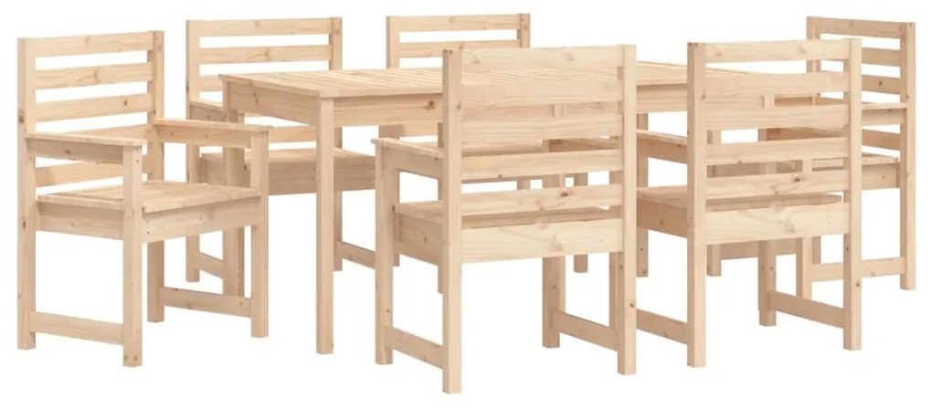 7 pcs conjunto de jantar para jardim madeira de pinho maciça