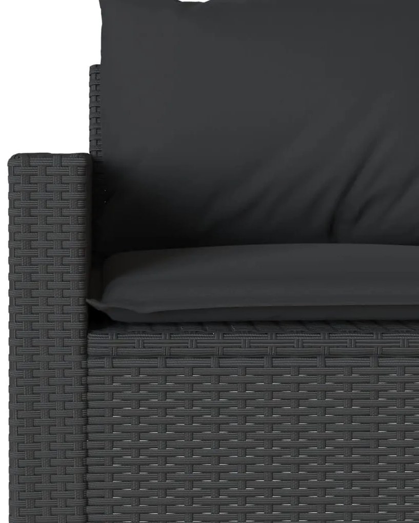 6 pcs conjunto sofás de jardim c/ almofadões vime PE preto