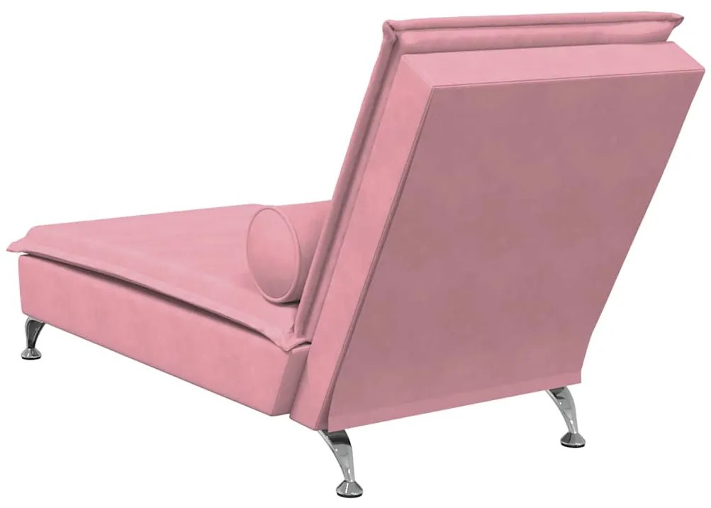 Chaise lounge de massagem com rolo veludo rosa
